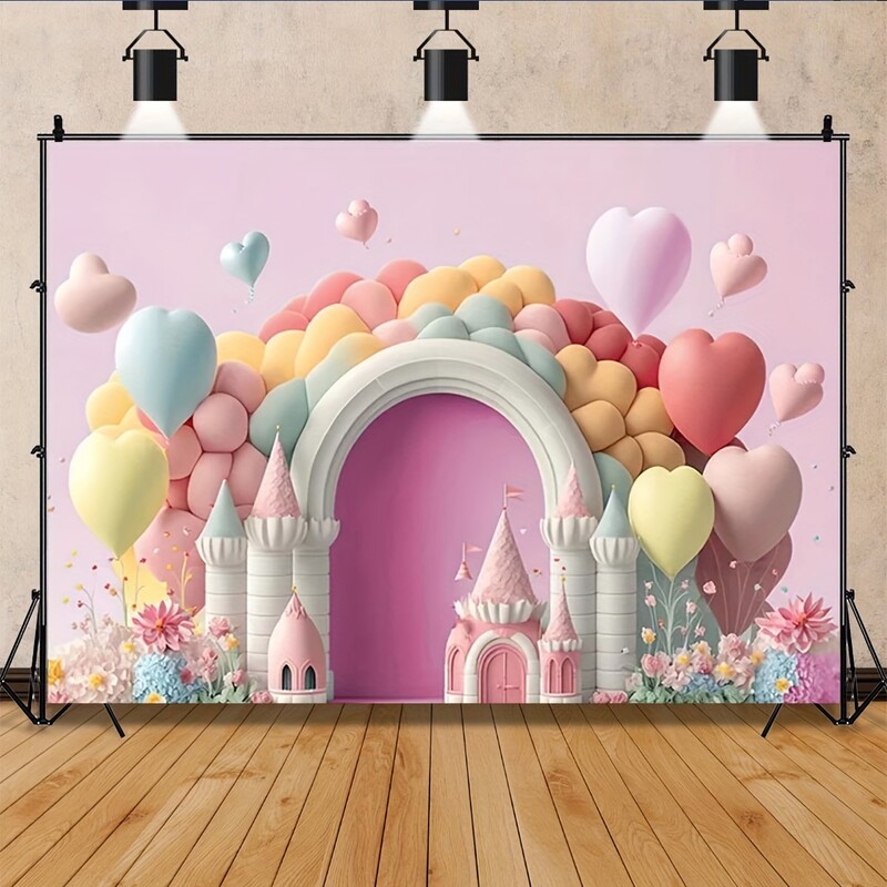 Bájos virág Castle Balloon arch háttér fotózás háttér lány születésnapi és esküvői ünnepségeken