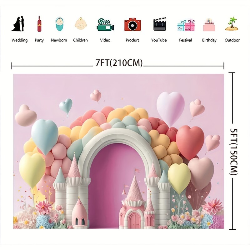 Bájos virág Castle Balloon arch háttér fotózás háttér lány születésnapi és esküvői ünnepségeken
