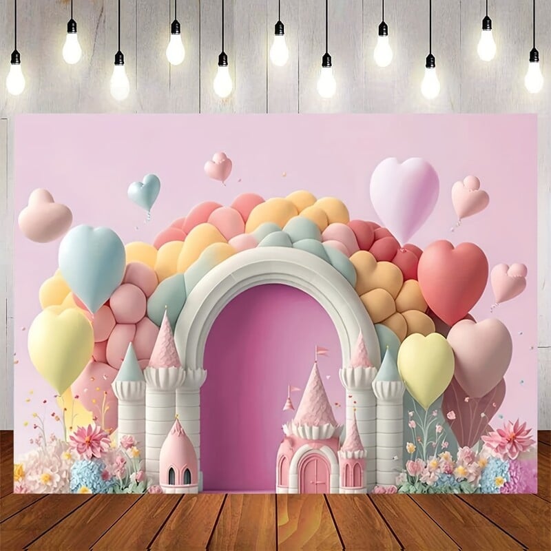 Bájos virág Castle Balloon arch háttér fotózás háttér lány születésnapi és esküvői ünnepségeken
