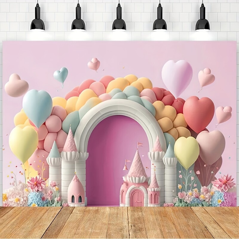 Bájos virág Castle Balloon arch háttér fotózás háttér lány születésnapi és esküvői ünnepségeken