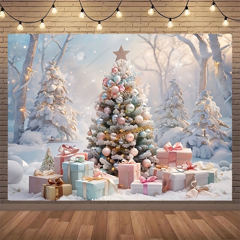Fehér karácsonyi kandalló háttér karácsonyfa füzér Ajándék fotózás Háttér Családi Gyerekek Ünnepi Party Banner Fotóstúdió