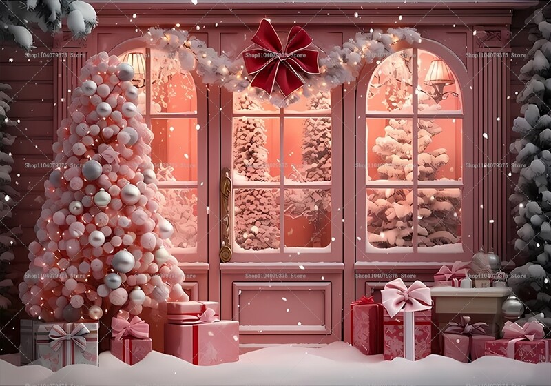 Χαρούμενα Χριστούγεννα Φόντο Φωτογραφία Φόντο Άγιου Βασίλη Υπαίθρια σκηνή με χιόνι Κορίτσι Διακοπές πάρτι Διακοσμητικό στούντιο Πανό