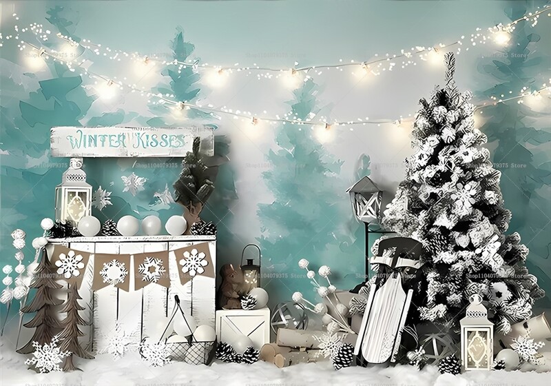 Χαρούμενα Χριστούγεννα Φόντο Φωτογραφία Φόντο Άγιου Βασίλη Υπαίθρια σκηνή με χιόνι Κορίτσι Διακοπές πάρτι Διακοσμητικό στούντιο Πανό