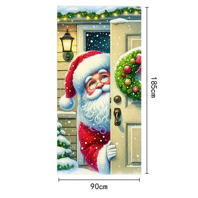 Újévi karácsonyi háttérdísz függőszövet karácsonyi ajtó háttér textil party dekoráció gobelin ajtóborító 2024