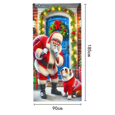 Újévi karácsonyi háttérdísz függőszövet karácsonyi ajtó háttér textil party dekoráció gobelin ajtóborító 2024