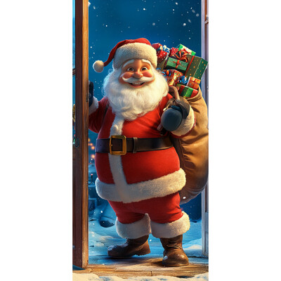 Újévi karácsonyi háttérdísz függőszövet karácsonyi ajtó háttér textil party dekoráció gobelin ajtóborító 2024