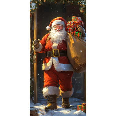 Újévi karácsonyi háttérdísz függőszövet karácsonyi ajtó háttér textil party dekoráció gobelin ajtóborító 2024