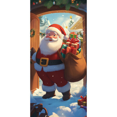 Újévi karácsonyi háttérdísz függőszövet karácsonyi ajtó háttér textil party dekoráció gobelin ajtóborító 2024