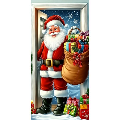 Újévi karácsonyi háttérdísz függőszövet karácsonyi ajtó háttér textil party dekoráció gobelin ajtóborító 2024