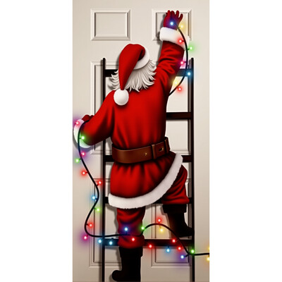 Újévi karácsonyi háttérdísz függőszövet karácsonyi ajtó háttér textil party dekoráció gobelin ajtóborító 2024