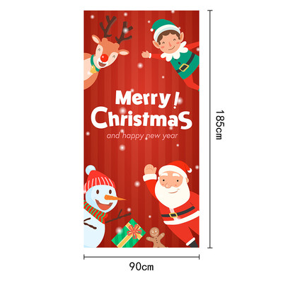 Újévi karácsonyi háttérdísz függőszövet karácsonyi ajtó háttér textil party dekoráció gobelin ajtóborító 2024