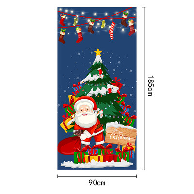 Újévi karácsonyi háttérdísz függőszövet karácsonyi ajtó háttér textil party dekoráció gobelin ajtóborító 2024