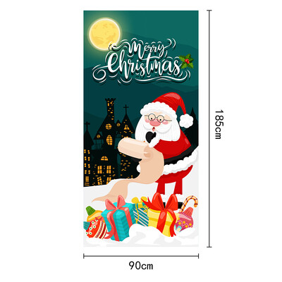 Újévi karácsonyi háttérdísz függőszövet karácsonyi ajtó háttér textil party dekoráció gobelin ajtóborító 2024