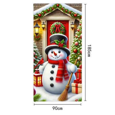 Poliészter karácsonyi hóember ajtószalag - ünnepi ajtóborító dekoráció, tökéletes beltéri és kültéri karácsonyi téli bulikhoz