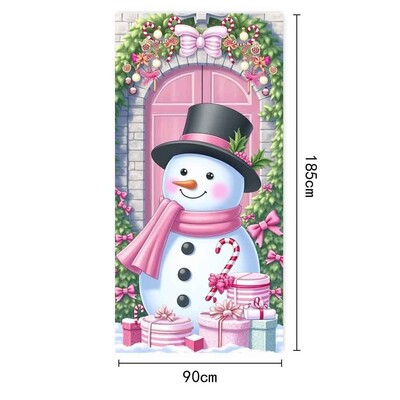 Poliészter karácsonyi hóember ajtószalag - ünnepi ajtóborító dekoráció, tökéletes beltéri és kültéri karácsonyi téli bulikhoz