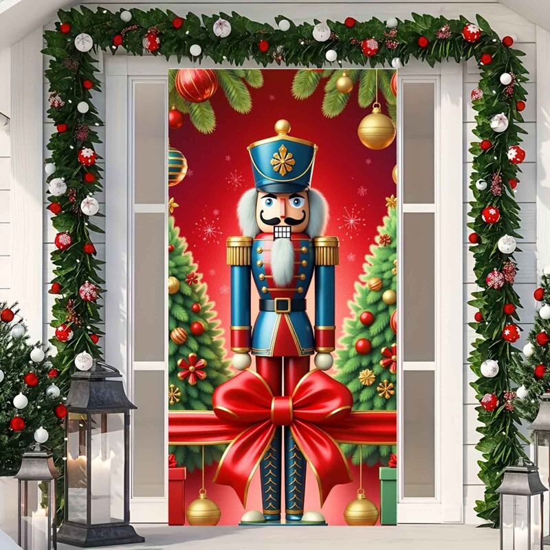 Poliészter karácsonyi hóember ajtószalag - ünnepi ajtóborító dekoráció, tökéletes beltéri és kültéri karácsonyi téli bulikhoz