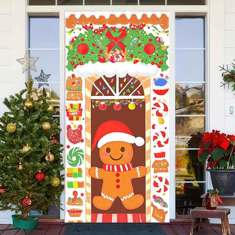 Poliészter karácsonyi hóember ajtószalag - ünnepi ajtóborító dekoráció, tökéletes beltéri és kültéri karácsonyi téli bulikhoz