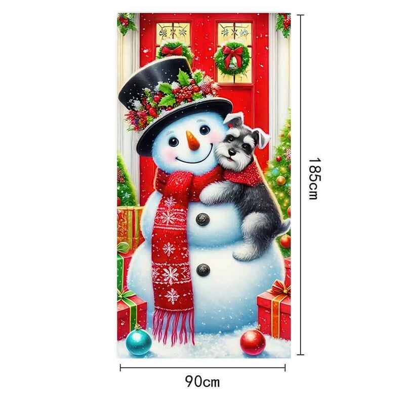 Poliészter karácsonyi hóember ajtószalag - ünnepi ajtóborító dekoráció, tökéletes beltéri és kültéri karácsonyi téli bulikhoz
