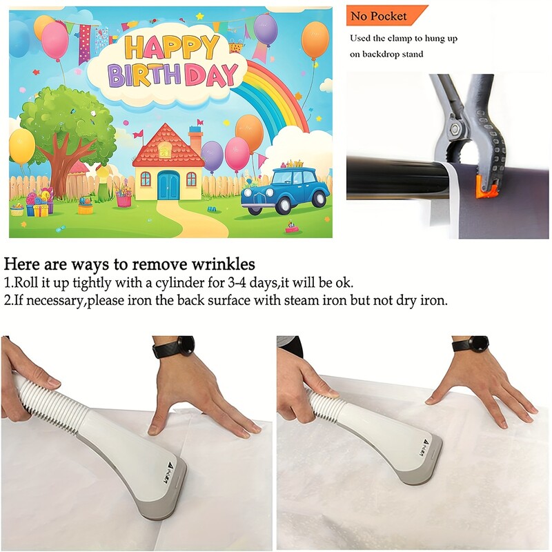 Φόντο Χρόνια πολλά για 1 άτομο, σχέδιο ρόδας λούνα παρκ και σχέδιο ντους με ουράνιο τόξο, πανό για πάρτι από πολυεστέρα