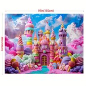Többcélú Fantasy Candy Land háttér banner - poliészter tündér Vár és fagylalt táj dekoráció születésnap