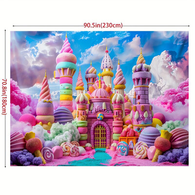 Többcélú Fantasy Candy Land háttér banner - poliészter tündér Vár és fagylalt táj dekoráció születésnap