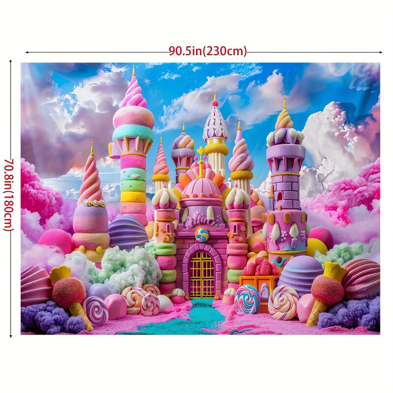 Többcélú Fantasy Candy Land háttér banner - poliészter tündér Vár és fagylalt táj dekoráció születésnap