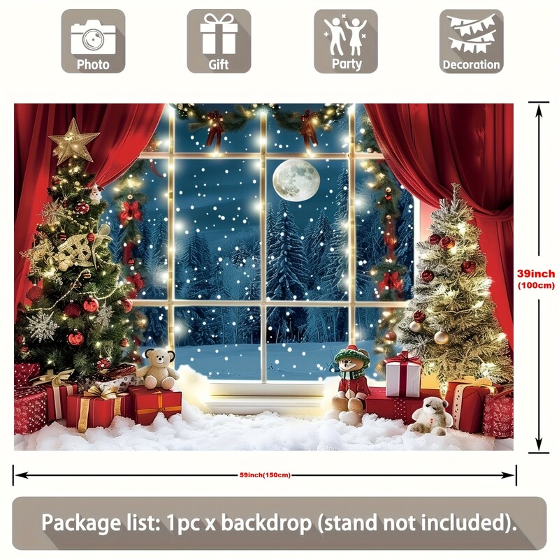 Fundal din poliester cu desene animate de iarnă din Țara Minunilor, Crăciun, decorațiuni pentru ziua de naștere