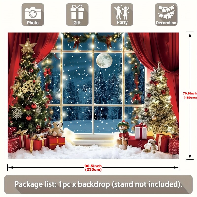 Fundal din poliester cu desene animate de iarnă din Țara Minunilor, Crăciun, decorațiuni pentru ziua de naștere