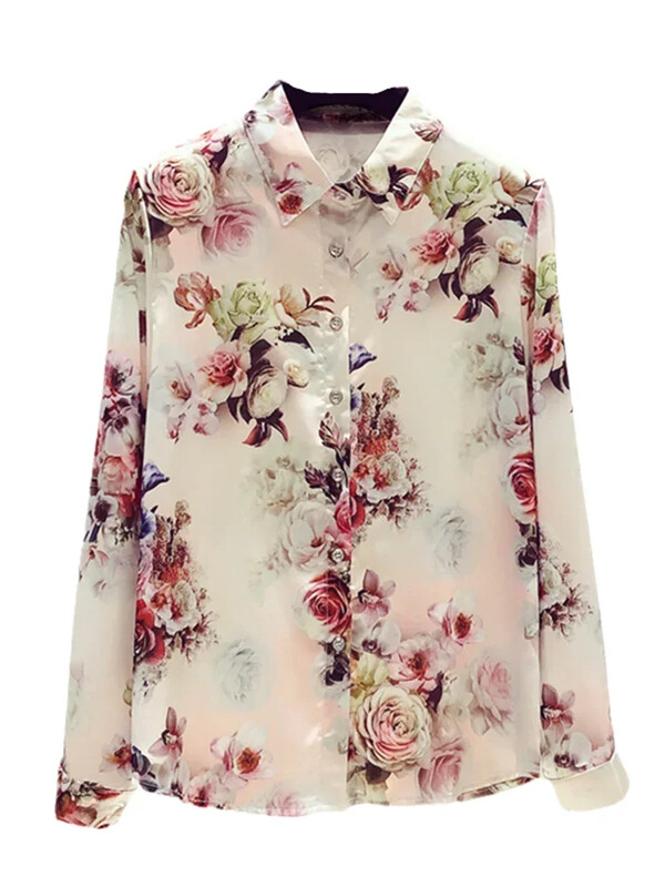 Jauna stila šifona krekls ar garām piedurknēm Sieviešu pavasara drēbes Sieviešu, salds, moderns, nolaižams apkakle Biroja dāmu blūze C219