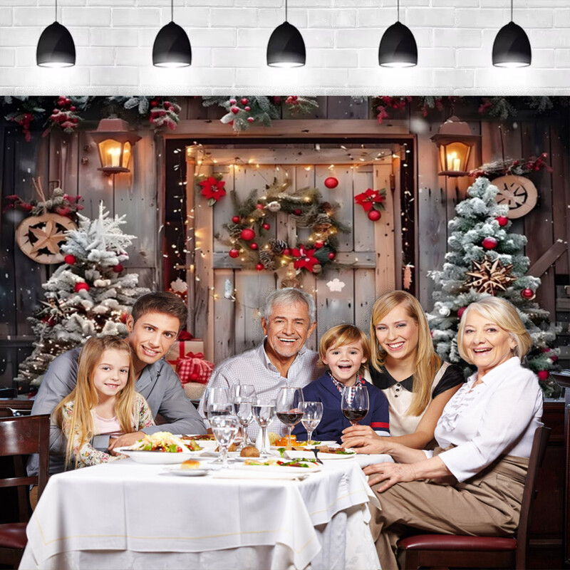 Boldog karácsonyt Háttér Karácsonyfa karácsonyi díszek ablak Családi babaportré fotózás háttér party dekoráció fotó