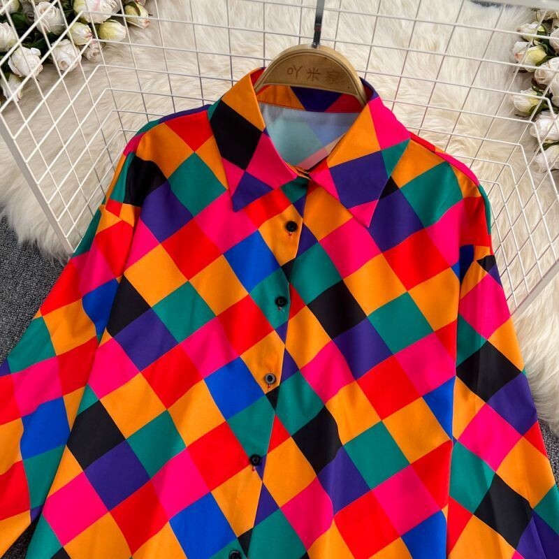 Pavasario rudens gatvės stiliaus madingi marginti marškiniai moteriški Harajuku Y2elegant Y2K megztiniai laisvalaikio chalatas moteriškas vintažas, tinkantis visiems