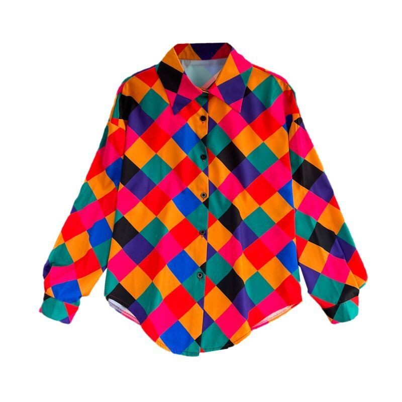 Pavasario rudens gatvės stiliaus madingi marginti marškiniai moteriški Harajuku Y2elegant Y2K megztiniai laisvalaikio chalatas moteriškas vintažas, tinkantis visiems