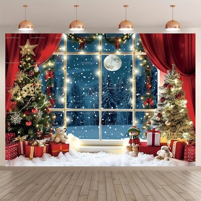 Karácsonyi karnevál Karácsonyfa téma fotózás háttér Mikulás party dekoráció Banner Photo Booth szoba dekoráció