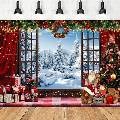 Karácsonyi karnevál Karácsonyfa téma fotózás háttér Mikulás party dekoráció Banner Photo Booth szoba dekoráció