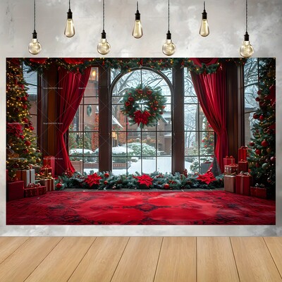 Karácsonyi karnevál Karácsonyfa téma fotózás háttér Mikulás party dekoráció Banner Photo Booth szoba dekoráció