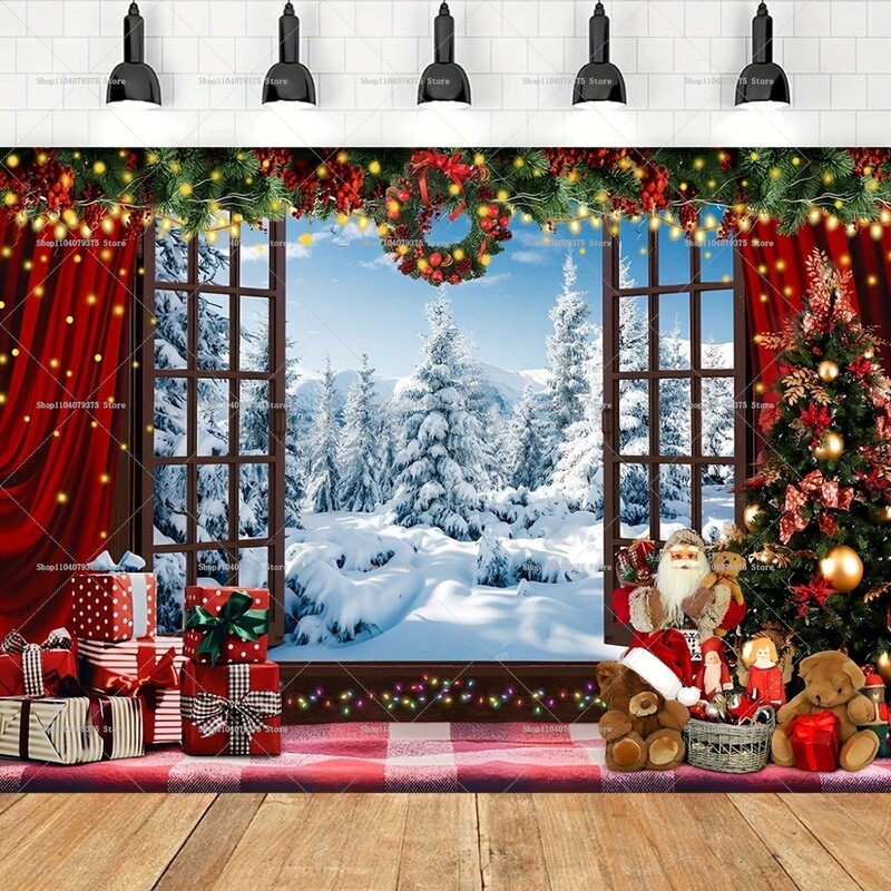 Karácsonyi karnevál Karácsonyfa téma fotózás háttér Mikulás party dekoráció Banner Photo Booth szoba dekoráció
