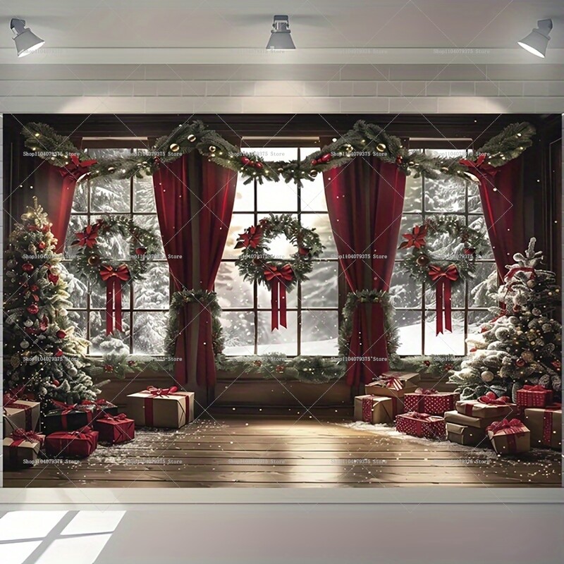 Karácsonyi karnevál Karácsonyfa téma fotózás háttér Mikulás party dekoráció Banner Photo Booth szoba dekoráció