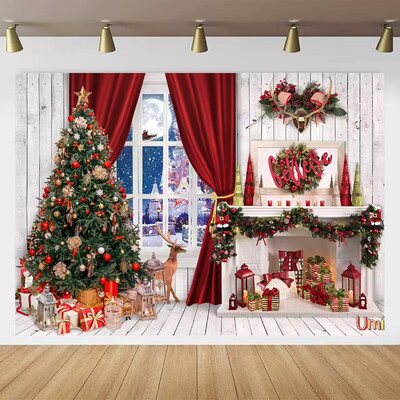 Kalėdų Senelio gatvės namo priekio fonas Vaikų kūdikių fotografijos rekvizitai Vaikų suaugusiųjų vakarėlio Kalėdų fotografijos fonas