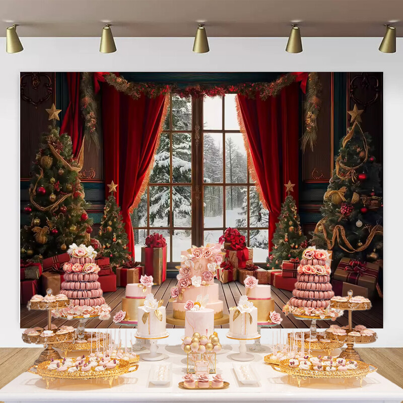 Kalėdų Senelio gatvės namo priekio fonas Vaikų kūdikių fotografijos rekvizitai Vaikų suaugusiųjų vakarėlio Kalėdų fotografijos fonas