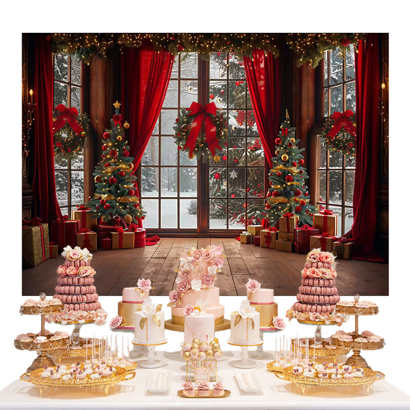 Kalėdų Senelio gatvės namo priekio fonas Vaikų kūdikių fotografijos rekvizitai Vaikų suaugusiųjų vakarėlio Kalėdų fotografijos fonas