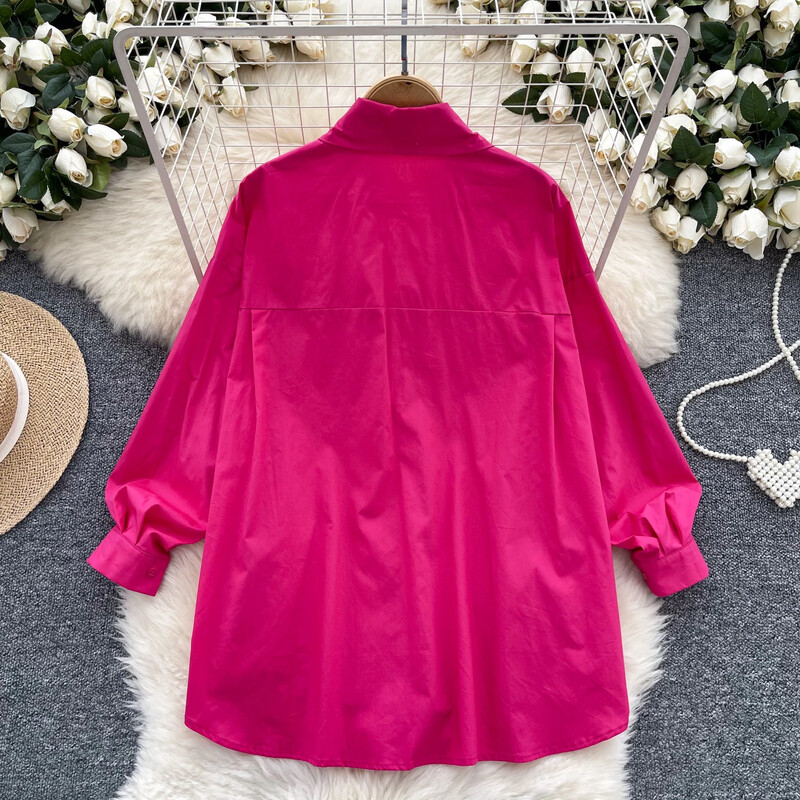 Vintage hímzett alapok Lámpás ujjú karcsú, egysoros elegáns flitteres strassz felső francia női High Street őszi blúz