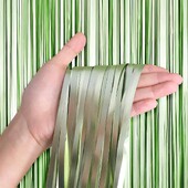 2 csomag zöld fémfólia talmi rojtos függöny Háttér Születésnapi Esküvői Leánybúcsúi dekorációk évfordulós kellékek