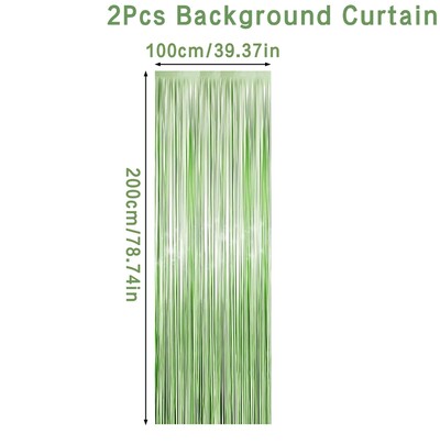 2 csomag zöld fémfólia talmi rojtos függöny Háttér Születésnapi Esküvői Leánybúcsúi dekorációk évfordulós kellékek