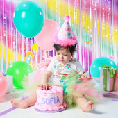 1x2 m-es Macaron Gradiens Fólia rojtos függöny Talmi szalagok Baby Shower Gyerek Fagylalt Születésnapi Party Photo Booth háttér dekoráció