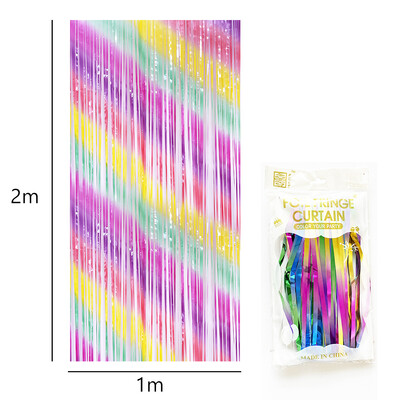 1x2 m-es Macaron Gradiens Fólia rojtos függöny Talmi szalagok Baby Shower Gyerek Fagylalt Születésnapi Party Photo Booth háttér dekoráció