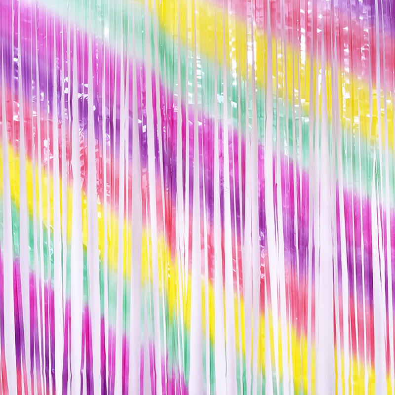 1x2 m-es Macaron Gradiens Fólia rojtos függöny Talmi szalagok Baby Shower Gyerek Fagylalt Születésnapi Party Photo Booth háttér dekoráció