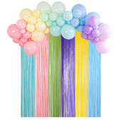 2db Színes rojtos függöny Macaron Backdrops talmi függöny lánynak egyszarvú sellő esküvői parti dekoráció esküvő