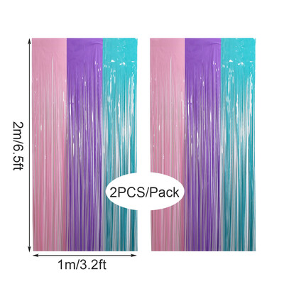 2db Színes rojtos függöny Macaron Backdrops talmi függöny lánynak egyszarvú sellő esküvői parti dekoráció esküvő