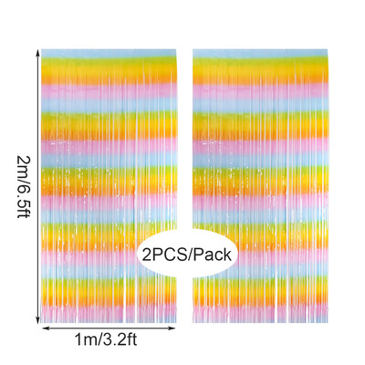 2db Színes rojtos függöny Macaron Backdrops talmi függöny lánynak egyszarvú sellő esküvői parti dekoráció esküvő