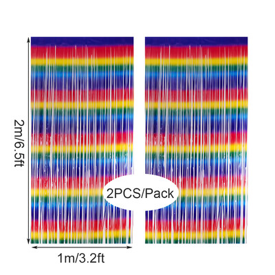 2db Színes rojtos függöny Macaron Backdrops talmi függöny lánynak egyszarvú sellő esküvői parti dekoráció esküvő